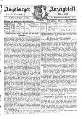 Augsburger Anzeigeblatt Donnerstag 22. März 1866