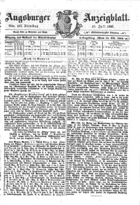 Augsburger Anzeigeblatt Dienstag 10. Juli 1866