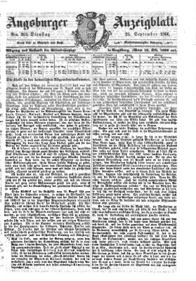 Augsburger Anzeigeblatt Dienstag 25. September 1866
