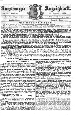 Augsburger Anzeigeblatt Freitag 21. Dezember 1866