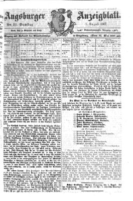 Augsburger Anzeigeblatt Samstag 3. August 1867