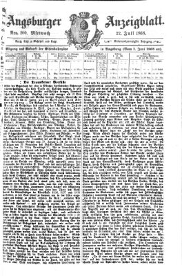 Augsburger Anzeigeblatt Mittwoch 22. Juli 1868