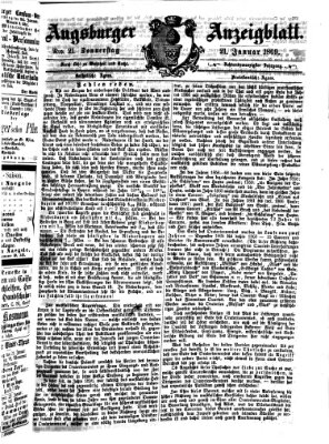 Augsburger Anzeigeblatt Donnerstag 21. Januar 1869