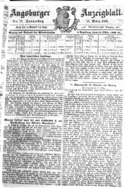 Augsburger Anzeigeblatt Donnerstag 18. März 1869