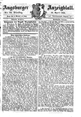 Augsburger Anzeigeblatt Dienstag 27. April 1869