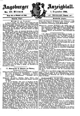 Augsburger Anzeigeblatt Mittwoch 1. Dezember 1869