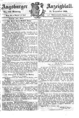 Augsburger Anzeigeblatt Montag 13. Dezember 1869