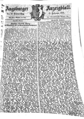 Augsburger Anzeigeblatt Donnerstag 17. Februar 1870