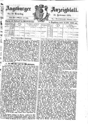 Augsburger Anzeigeblatt Samstag 19. Februar 1870