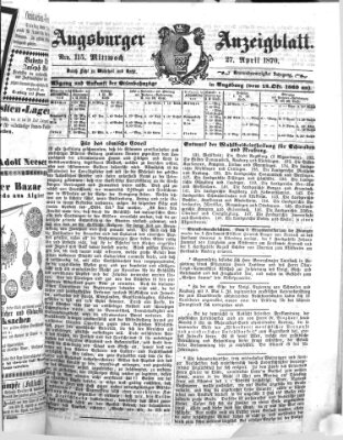 Augsburger Anzeigeblatt Mittwoch 27. April 1870