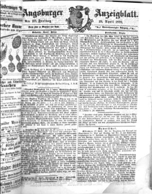 Augsburger Anzeigeblatt Freitag 29. April 1870