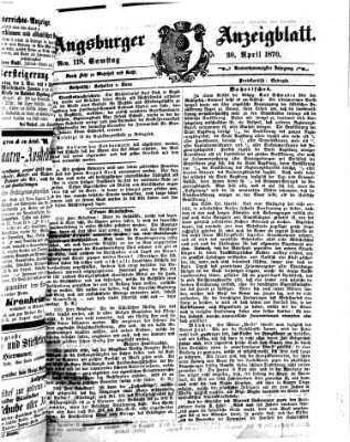 Augsburger Anzeigeblatt Samstag 30. April 1870