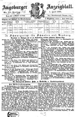 Augsburger Anzeigeblatt Freitag 1. Juli 1870