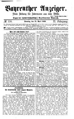 Bayreuther Anzeiger Sonntag 25. April 1869