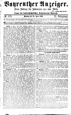 Bayreuther Anzeiger Montag 21. Juni 1869