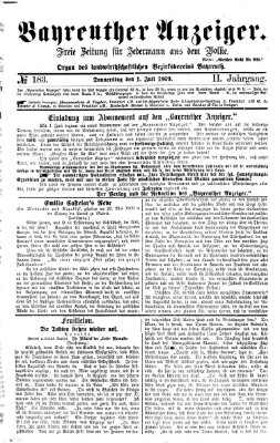 Bayreuther Anzeiger Donnerstag 1. Juli 1869