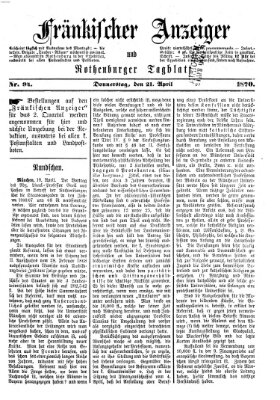 Fränkischer Anzeiger Donnerstag 21. April 1870