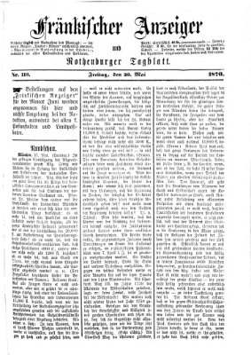 Fränkischer Anzeiger Freitag 20. Mai 1870