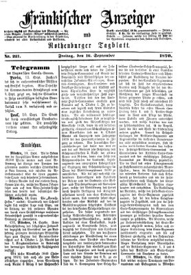 Fränkischer Anzeiger Freitag 16. September 1870