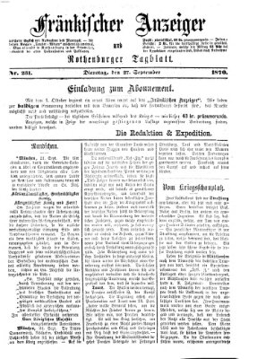 Fränkischer Anzeiger Dienstag 27. September 1870