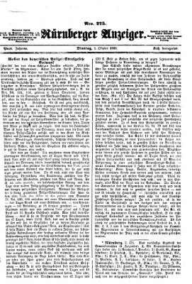 Nürnberger Anzeiger Dienstag 2. Oktober 1860