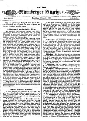 Nürnberger Anzeiger Samstag 3. November 1860