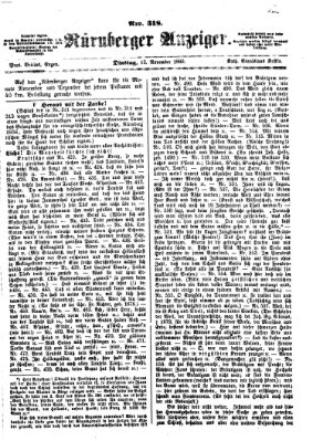 Nürnberger Anzeiger Dienstag 13. November 1860