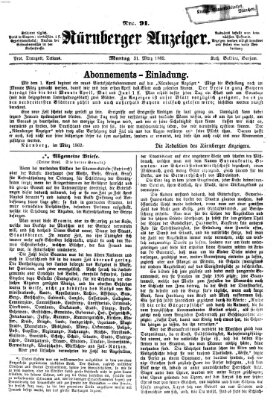 Nürnberger Anzeiger Montag 31. März 1862