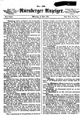 Nürnberger Anzeiger Montag 28. April 1862
