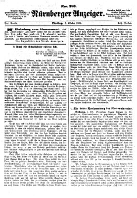 Nürnberger Anzeiger Dienstag 7. Oktober 1862