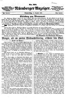 Nürnberger Anzeiger Donnerstag 25. Dezember 1862