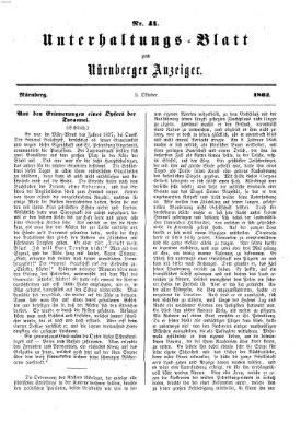 Nürnberger Anzeiger Sonntag 5. Oktober 1862