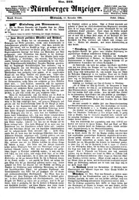 Nürnberger Anzeiger Mittwoch 16. November 1864