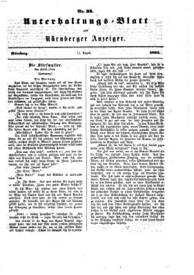 Nürnberger Anzeiger Sonntag 13. August 1865