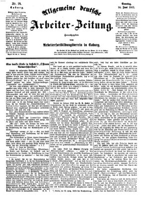 Allgemeine deutsche Arbeiter-Zeitung Sonntag 14. Juni 1863