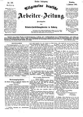 Allgemeine deutsche Arbeiter-Zeitung Sonntag 5. Februar 1865