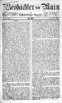 Beobachter am Main und Aschaffenburger Anzeiger Donnerstag 19. März 1868