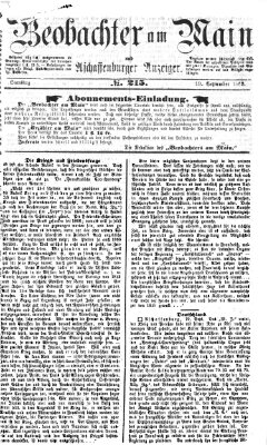 Beobachter am Main und Aschaffenburger Anzeiger Samstag 19. September 1868