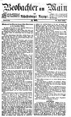 Beobachter am Main und Aschaffenburger Anzeiger Donnerstag 29. April 1869