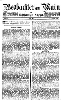 Beobachter am Main und Aschaffenburger Anzeiger Dienstag 11. Januar 1870