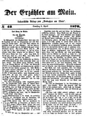 Der Erzähler am Main (Beobachter am Main und Aschaffenburger Anzeiger) Samstag 9. April 1870
