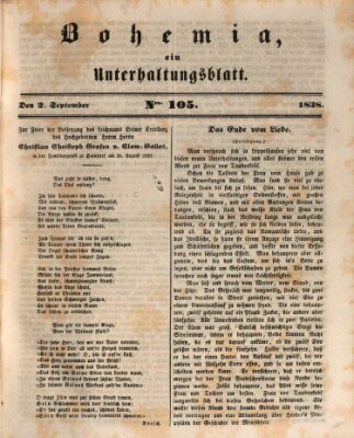 Bohemia Sonntag 2. September 1838