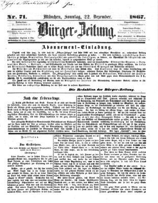 Bürger-Zeitung Sonntag 22. Dezember 1867