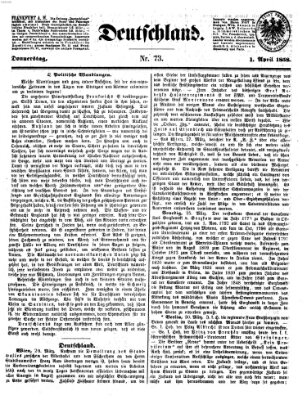 Deutschland Donnerstag 1. April 1858