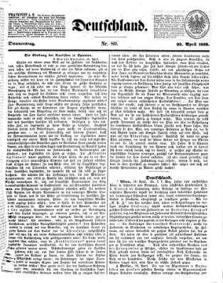 Deutschland Donnerstag 22. April 1858