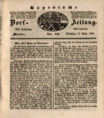 Die Bayerische Dorfzeitung (Münchener Bote für Stadt und Land) Samstag 17. September 1836