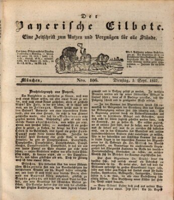 Baierscher Eilbote (Münchener Bote für Stadt und Land) Dienstag 5. September 1837