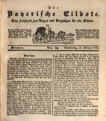 Baierscher Eilbote (Münchener Bote für Stadt und Land) Donnerstag 22. Februar 1838