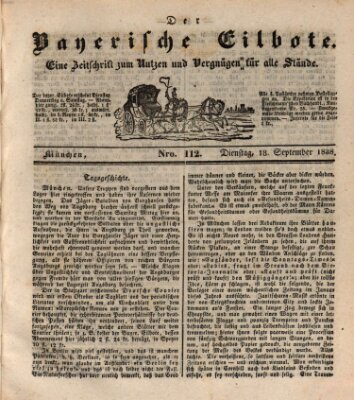 Baierscher Eilbote (Münchener Bote für Stadt und Land) Dienstag 18. September 1838