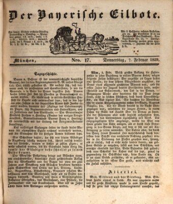 Baierscher Eilbote (Münchener Bote für Stadt und Land) Donnerstag 7. Februar 1839